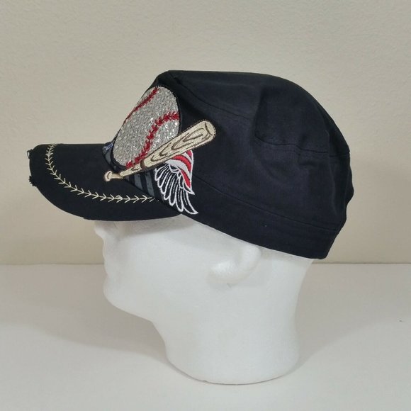 NWT Leader LOGA Baseball Cap Hat Champion Stars Stripes Wings Sequin Bling - Picture 5 of 8